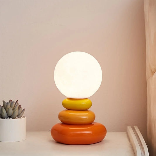 Dimmable Stacked Stone Lunar Table Lamp (USB Ports)