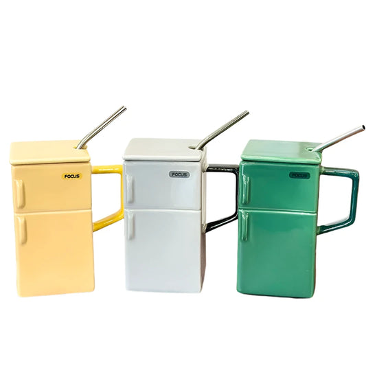 Fridge Mugs  (With Stainless Steel Straw)