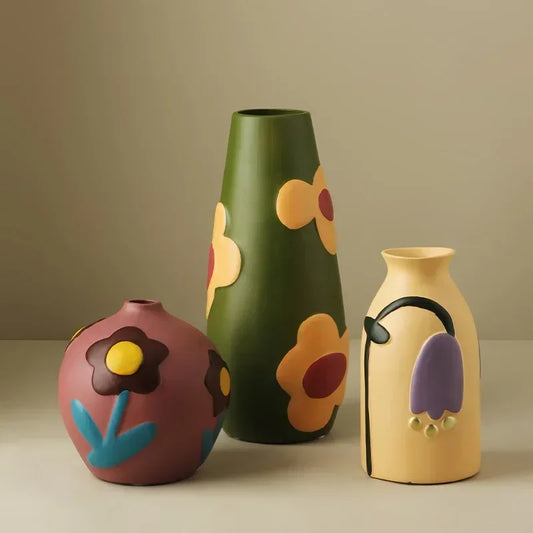 Mo Landi Painted Ceramic Vases - Dekorwright 