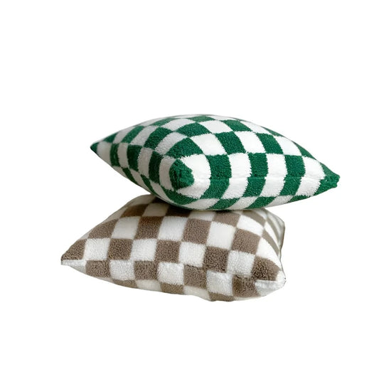 Lamb Fleece Checkerboard Throw  Pillowcase - Dekorwright 